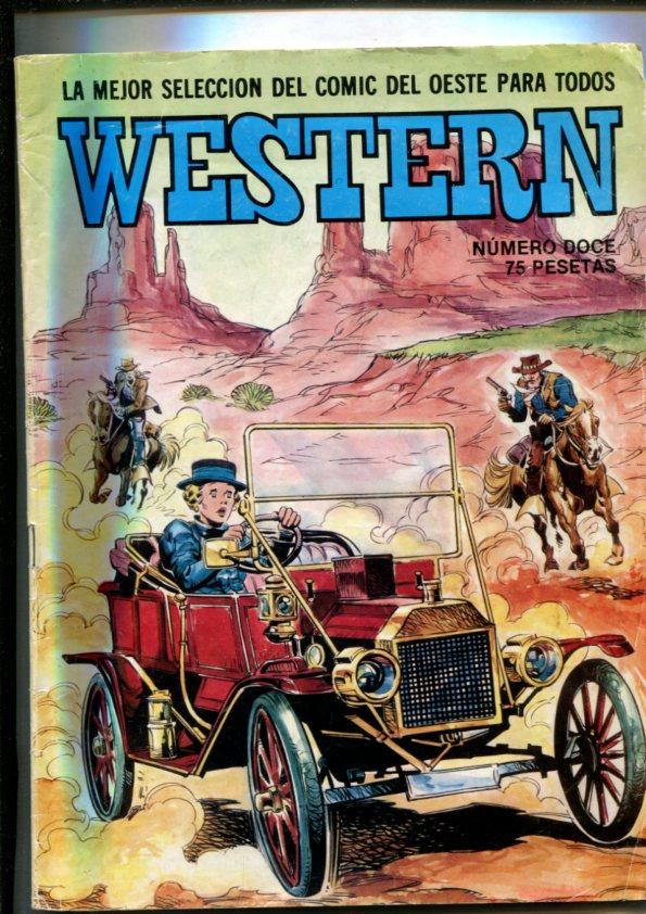 Western numero 12: Solitario Jim y las fotos desaparecidas (Prieto Muriana)-Bajo la arena y La diligencia y Dodger City 1880 (ambros)