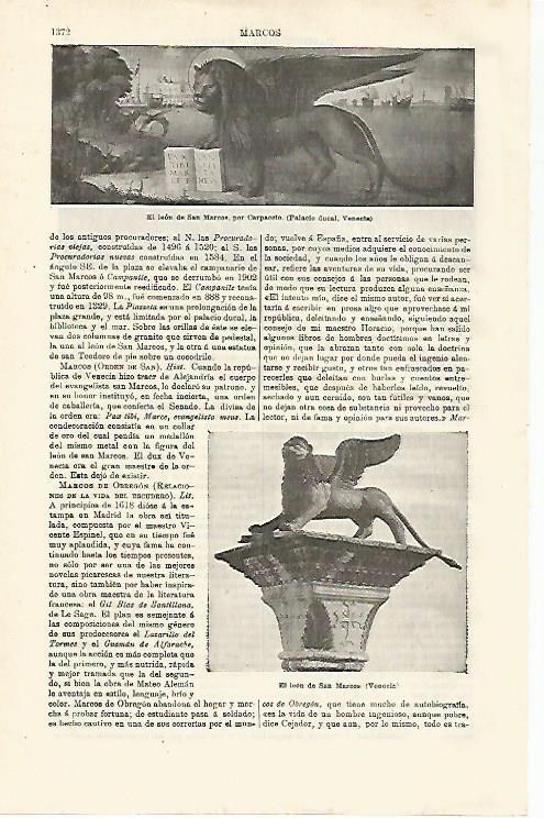 LAMINA ESPASA 18743: El leon de San Marcos por Carpaccio