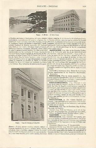 LAMINA ESPASA 22927: Casa de Correos gran Hotel y rio en Sagua
