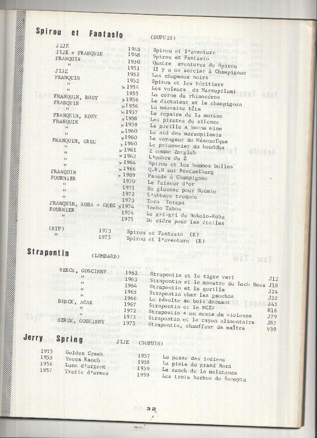 CATALOGUE B.D de 1933 a 1976 (Chlorophylle 1977)