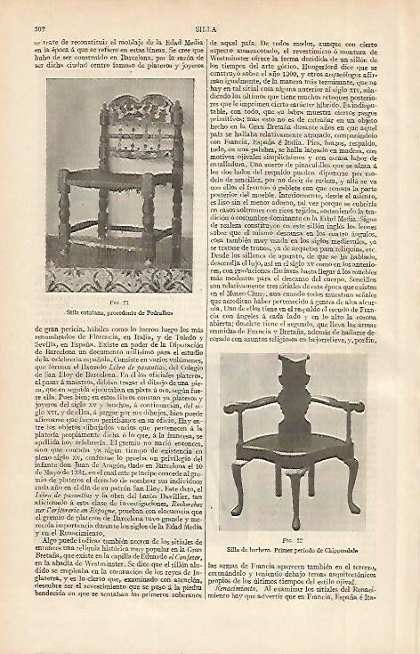 LAMINA ESPASA 2582: Silla de Pedralbes y silla de barbero