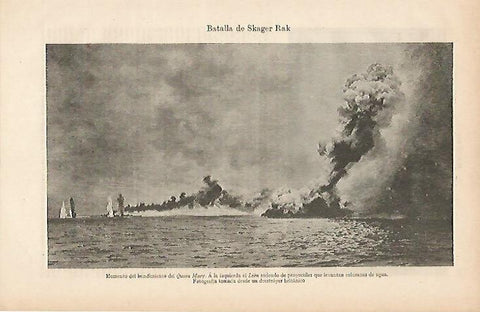 LAMINA ESPASA 2658: Batalla de Skager Rak fotografia del hundimiento del Queen Mary 1916
