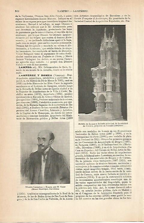 LAMINA ESPASA 8963: Vicente Lamperez y su proyecto para la Catedral de Cuenca