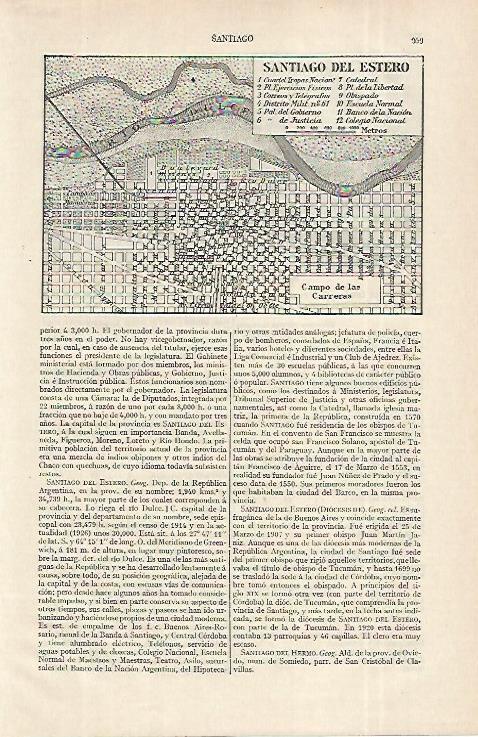 LAMINA ESPASA 12289: Plano de Santiago del Estero Argentina