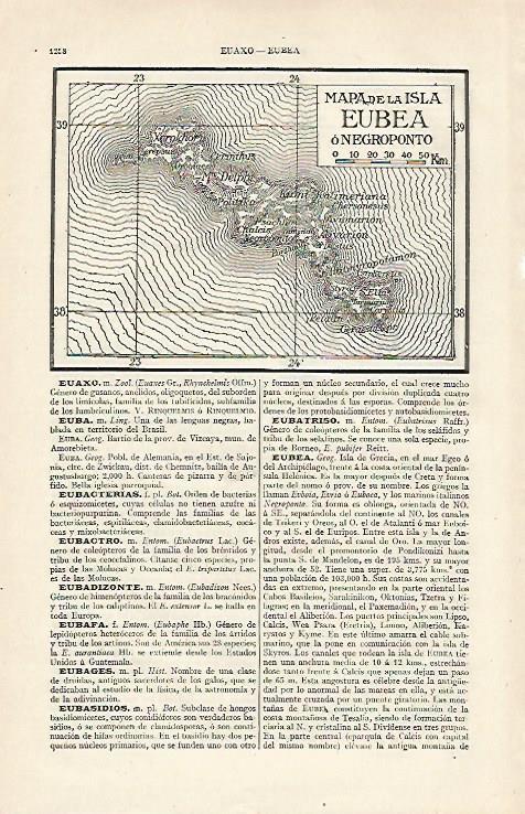 LAMINA ESPASA 16420: Mapa de la isla de Eubea