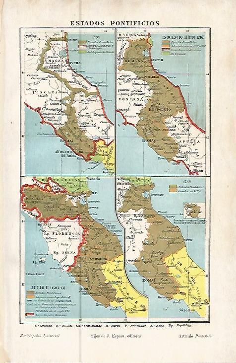 LAMINA ESPASA 10502: Mapas de los Estados Pontificios