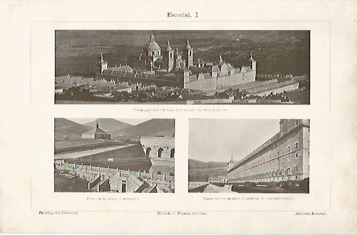 LAMINA ESPASA 18897: Vistas del Monasterio de San Lorenzo de El Escorial