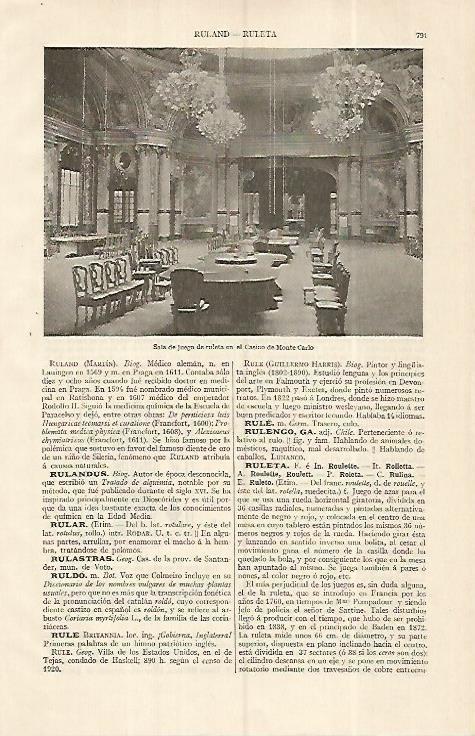 LAMINA ESPASA 19342: Sala de ruleta del Casino de Montecarlo