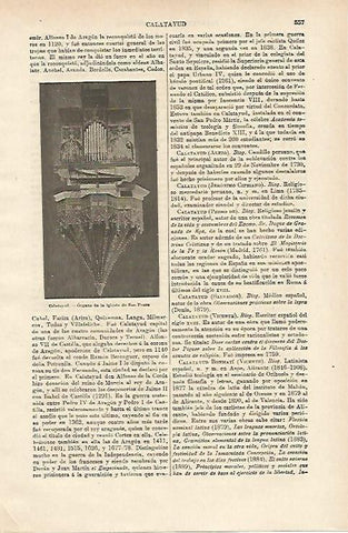 LAMINA ESPASA 14696: Organo de la iglesia de San Pedro en Calatayud Zaragoza