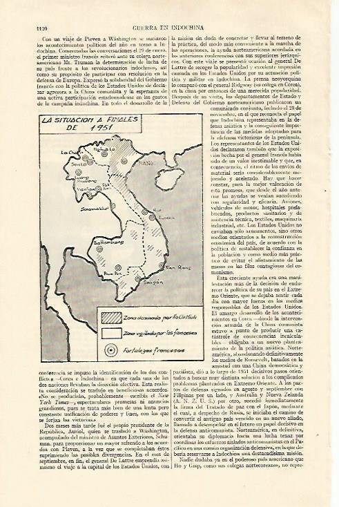 LAMINA ESPASA 22124: Mapa de la guerra de Indochina en 1951