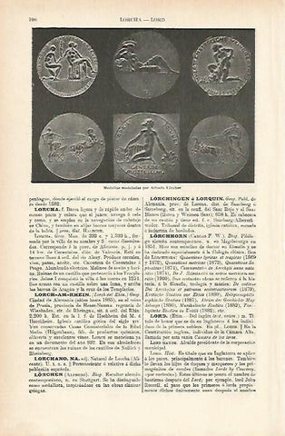 LAMINA ESPASA 1878: Medallas modeladas por Lorcher