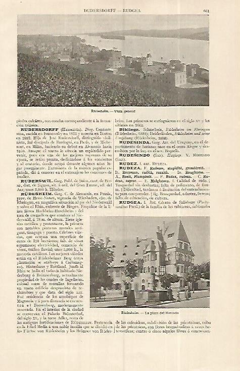 LAMINA ESPASA 19318: Vista de Rudesheim Alemania