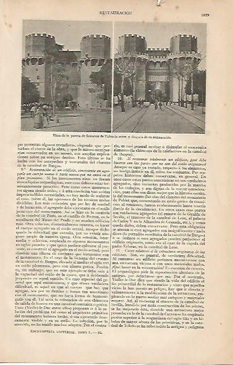 LAMINA ESPASA 1039: Puerta de Serranos Valencia