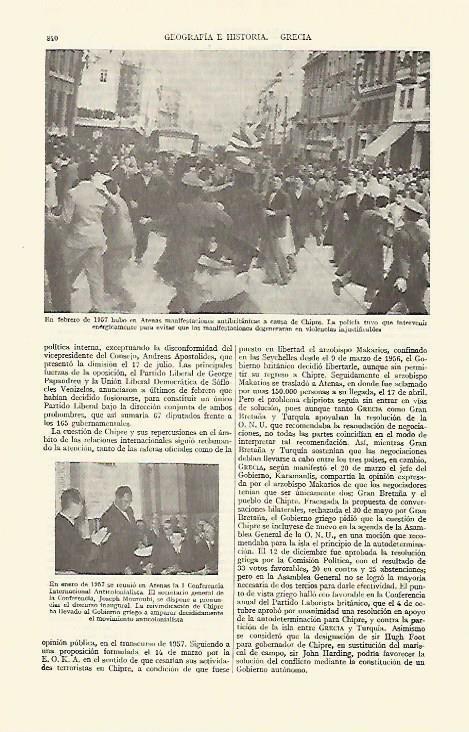 LAMINA ESPASA 21753: Manifestacion antibritanica en Atenas en 1957