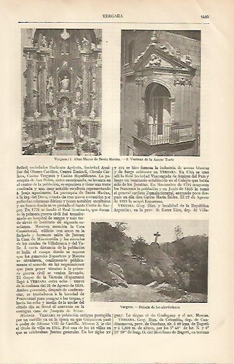 LAMINA ESPASA 6077: Iglesia de Vergara Guipuzcoa