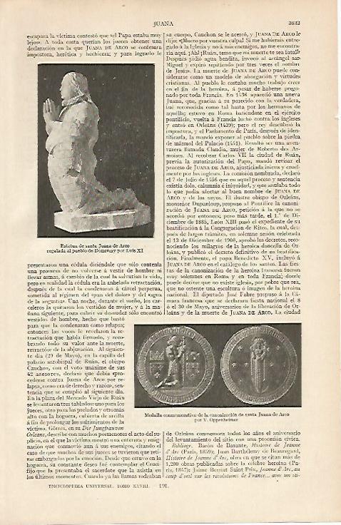 LAMINA ESPASA 6291:Estatua de Juana de Arco