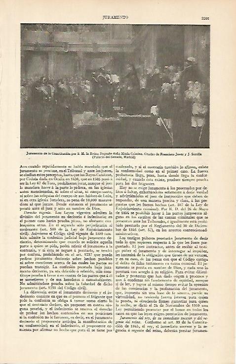 LAMINA ESPASA 6322: Juramento de la Constitucion por la Reina Maria Cristina por Jover