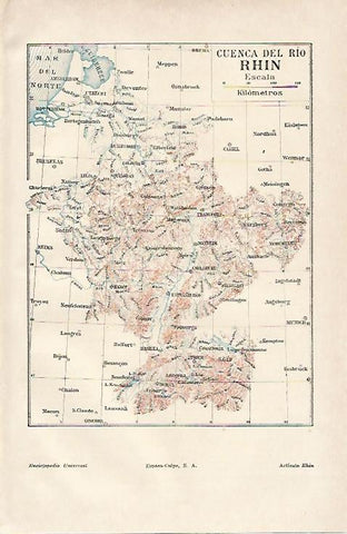LAMINA ESPASA 6548: Mapa de la cuenca del rio Rhin