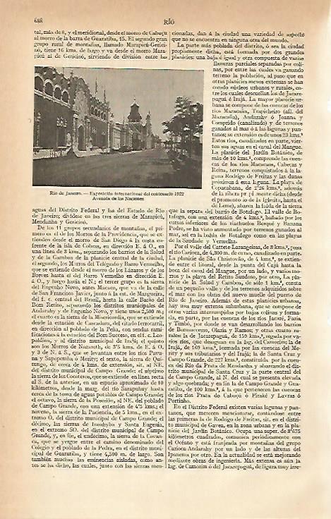 LAMINA ESPASA 6697: Avenida de las Naciones de Rio de Janeiro en 1922