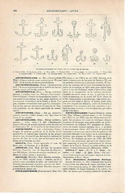LAMINA ESPASA 6948: Filigranas de papel con el dibujo de un ancla
