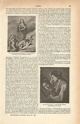 LAMINA ESPASA 6566: La Asuncion y Joven ante el espejo de Jose Ribera