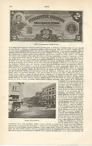 LAMINA ESPASA 6681: Billete de dos pesos con la imagen de Rizal