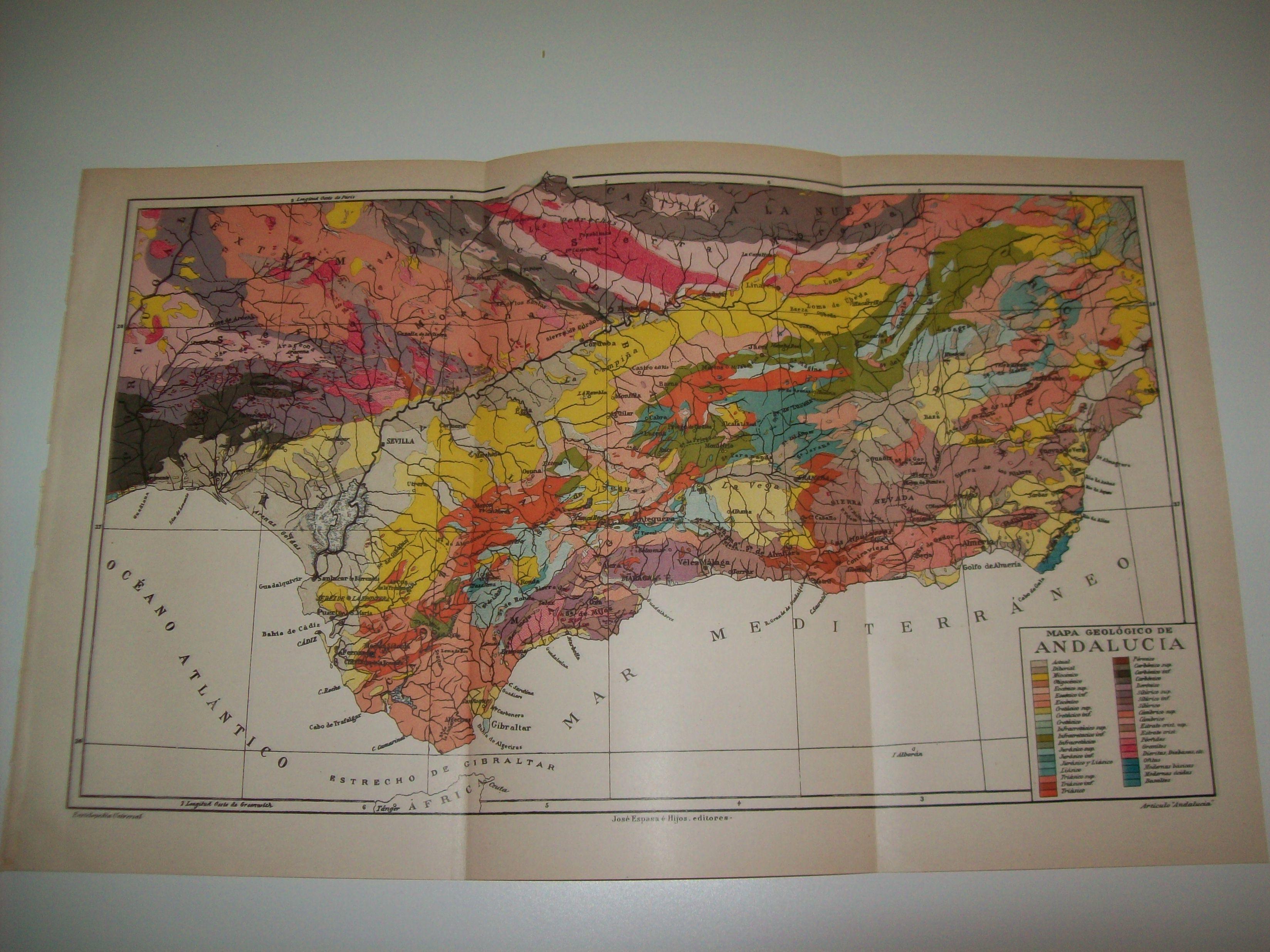 LAMINA ESPASA 6954: Mapa geologico de Andalucia