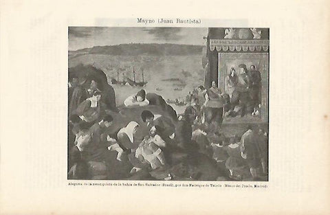 LAMINA ESPASA 1206: Alegoria de la reconquista de la bahia de San Salvador (Brasil) por Fadrique de Toledo