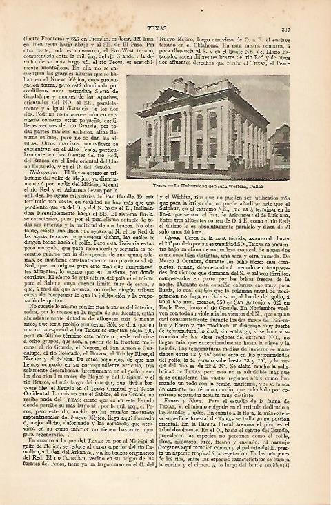 LAMINA ESPASA 8321: Universidad de South Western Dallas Estados Unidos