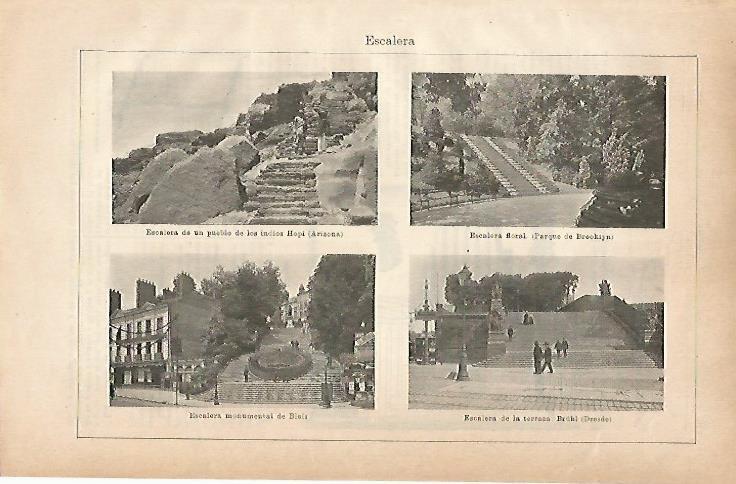 LAMINA ESPASA 18849: Escalera en Arizona Blois Brooklyn y Dresde