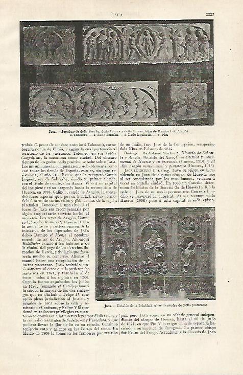 LAMINA ESPASA 20921: Sepulcro de Doña Sancha en Jaca