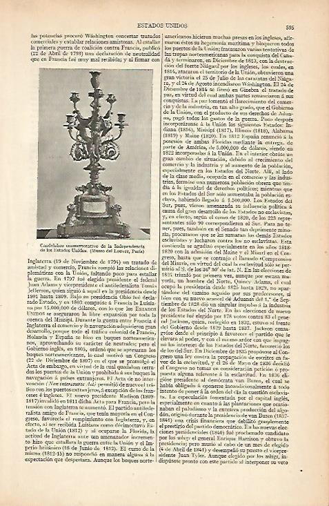 LAMINA ESPASA 7979: Candelabro conmemorativo de la independencia de Estados Unidos
