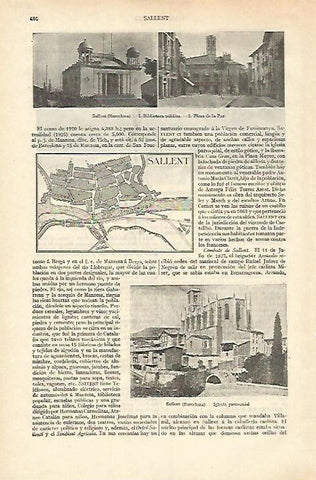 LAMINA ESPASA 18235: Plano y vistas de Sallent Barcelona