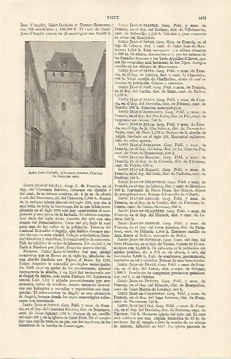 LAMINA ESPASA 22967: Torre del reloj en Saint Jean d Angely