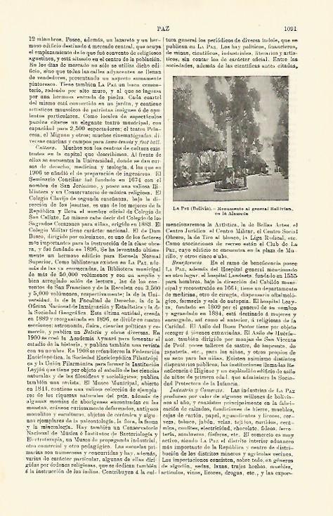 LAMINA ESPASA 23878: Monumento al general Ballivian en La Paz