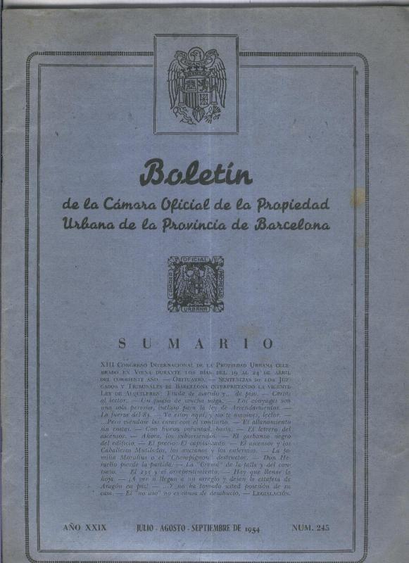 Boletin de la camara oficial de la propiedad urbana de la provincia de Barcelona numero 245