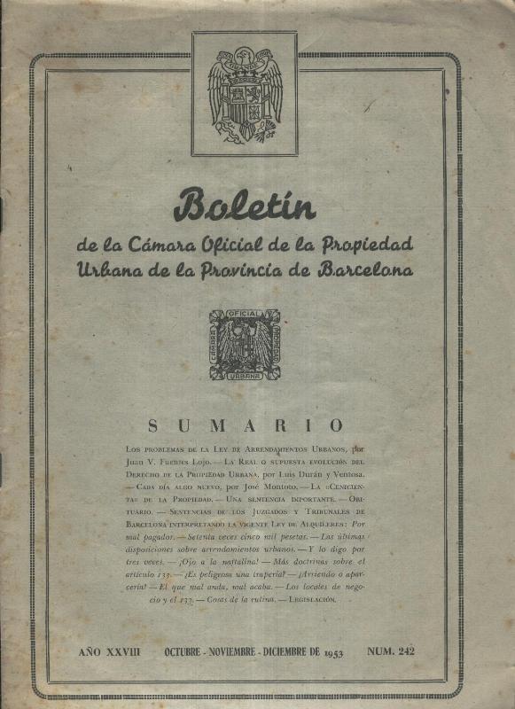 Boletin de la camara oficial de la propiedad urbana de la provincia de Barcelona numero 242