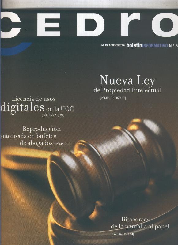 Cedro boletin informativo numero 55 (julio-agosto 2006)