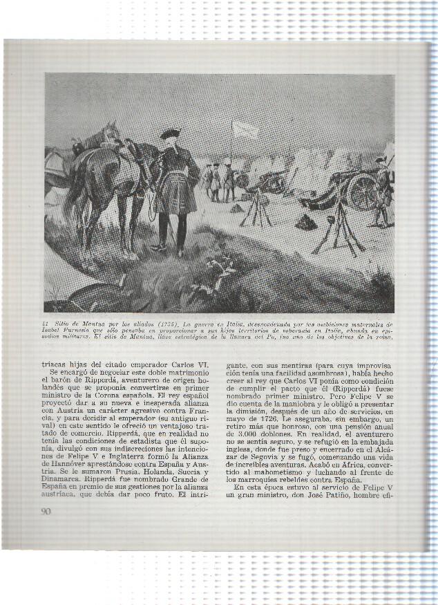 Lamina: Fuga del Duque de Riperda del Alcazar y Sitio de Mantua en 1735