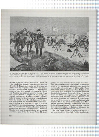 Lamina: Fuga del Duque de Riperda del Alcazar y Sitio de Mantua en 1735