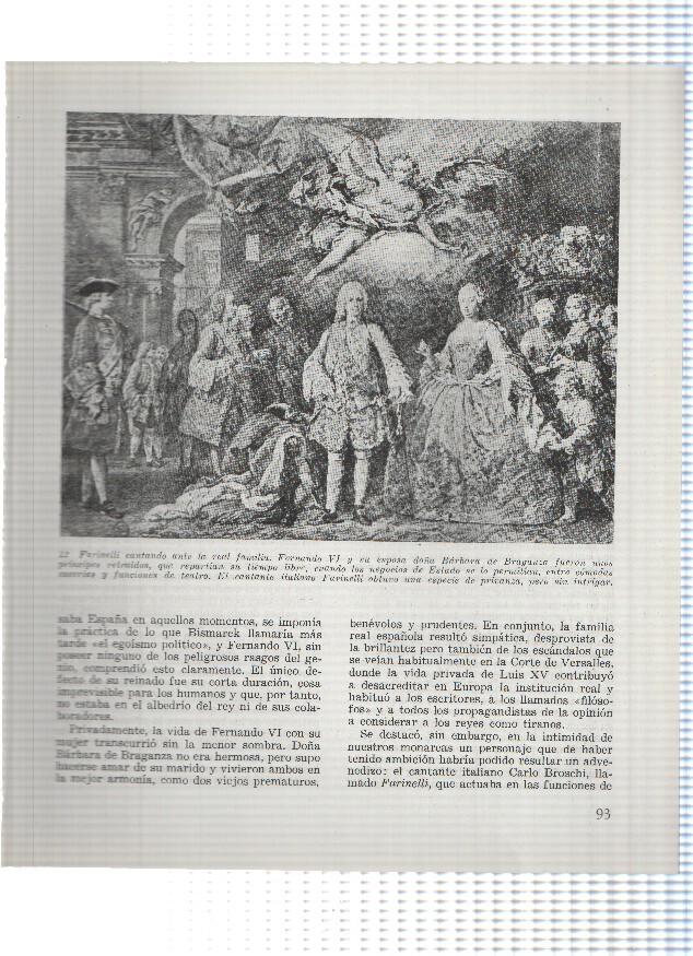 Lamina: Farinelli cabntando ante Fernando VI y su familia