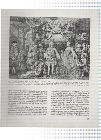 Lamina: Farinelli cabntando ante Fernando VI y su familia