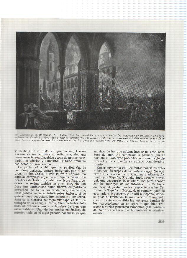 Lamina: Disturbios en Barcelona en 1835 y Primer levantamiento Carlista
