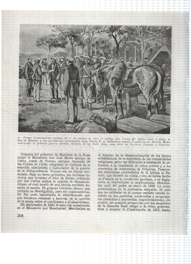Lamina: Disturbios en Barcelona en 1835 y Primer levantamiento Carlista