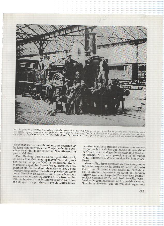 Lamina: Quema del Ponton en el puerto de Barcelona y El primer ferrocarril español