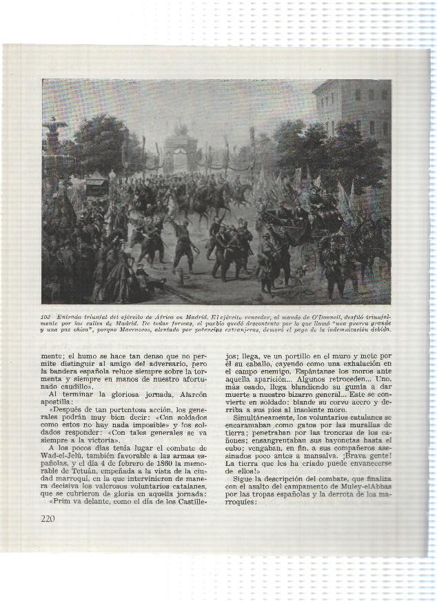 Lamina: Batalla de Tetuan y Entrada del ejercito de Africa en Madrid
