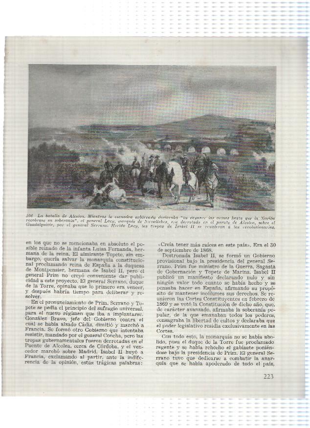 Lamina: La batalla de Alcolea y El duque de la Torre jura la regencia