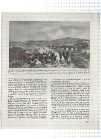 Lamina: La batalla de Alcolea y El duque de la Torre jura la regencia