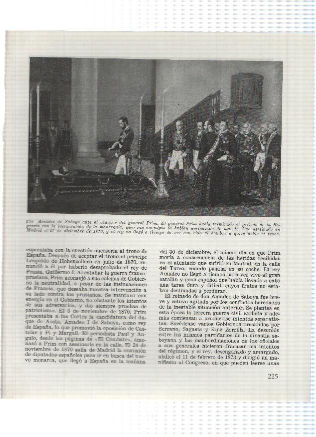 Lamina: Amadeo de Saboya ante el cadaver de Prim y Juramento del rey Amadeo I