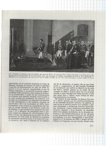Lamina: Amadeo de Saboya ante el cadaver de Prim y Juramento del rey Amadeo I